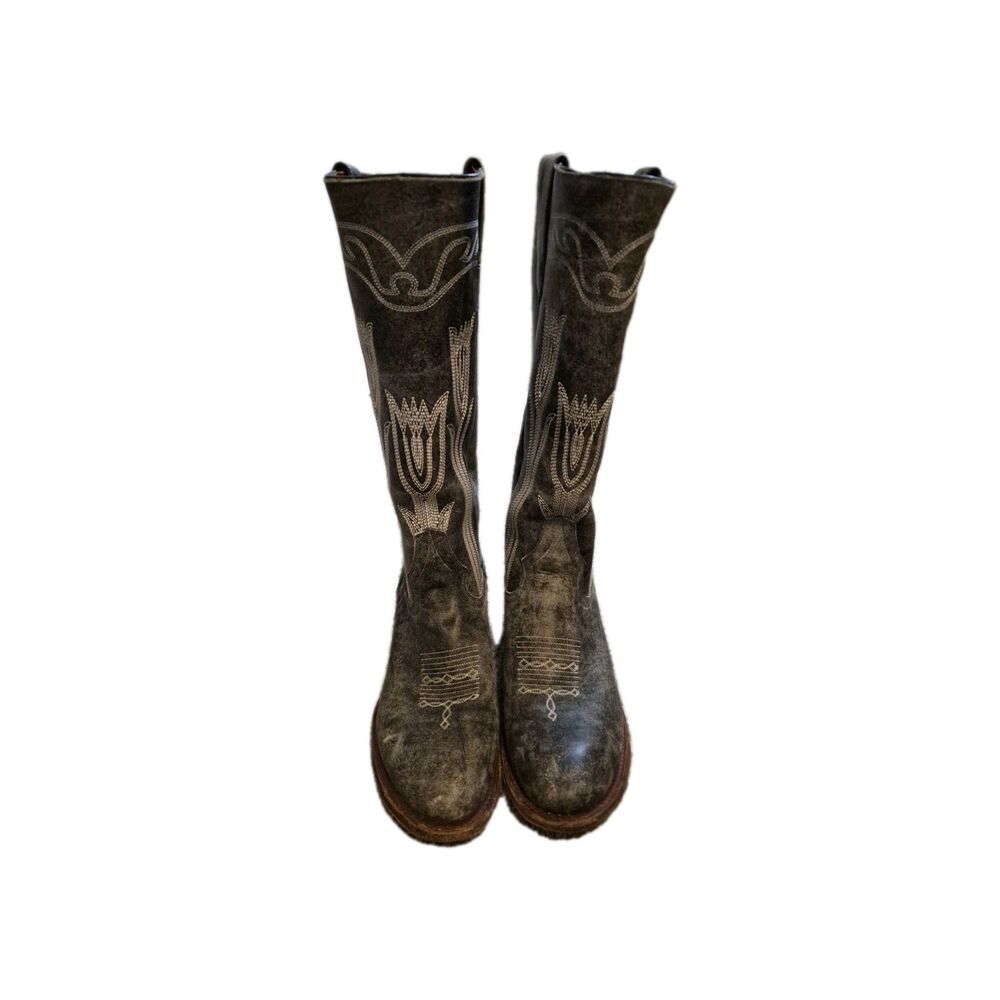 Macie Bean Size 9.5 Tall Tulip Flower Leather Boots Rodeo Cowgirl M5001 - Picture 3 of 10